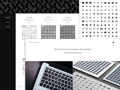 Whanncons Site black clean design icon font icons minimal pattern simple social ui ux white