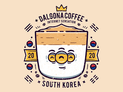 Coffee sensation artwork cartoon coffee dalgona design doodle flatdesign flatvector graphic illustration milk south korea vector viral