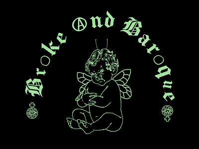 Broke and Baroque anarchist art baby baroque broke butterfly design deviantart drawing green illustration mood punk symbol tshirt tshirt design typography