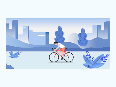 Bike Flat Illustration bike bike ride blue city cycling design flat flatdesign graphicdesign illustration ilustration vector