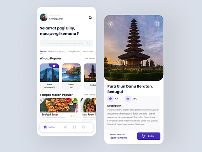 Travel App - UI Design adobe xd app branding design figma graphicdesign holiday icon illustration indonesia place popular shot travel ui ui design uidesign uiux viral web