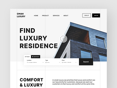 Omah Luxury - Real Estate Web Design agency apartment building house landing page property property management real estate real estate agency real estate website realtor residence ui ui design ux web design website