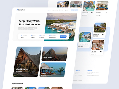 Temalam - Booking Hotel Landing Page booking design holiday hotel landingpage travel travelling ui ui design ux vacation website