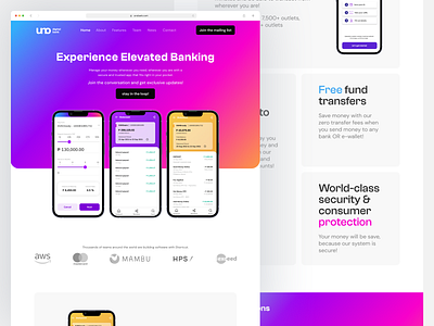 Uno Bank - Website Redesign bank branding digital bank landingpage modern product redesign ui uiux web website