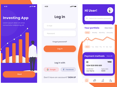 Investing App app art clean design flat graphic design minimal typography ui ux