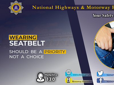 Seat Belt compaign animation branding dont text while driving illustration police policeman road safety