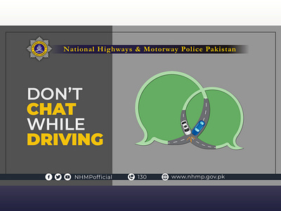Don't Chat while driving - Road Safety Poster- Social Media Post 3d animation asia branding design graphic design illustration logo mobile phone police road safety ui