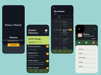 Klass Check - To check your online classes routine app design icon typography ui ux