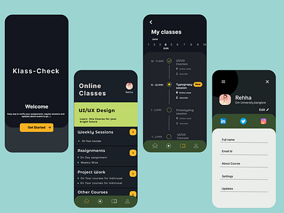 Klass Check - To check your online classes routine app design icon typography ui ux