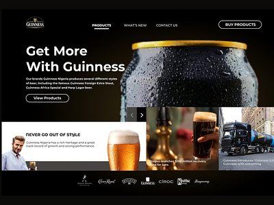 Web design for Guinness drink app brand identity branding logo minimal typography ui ux web website