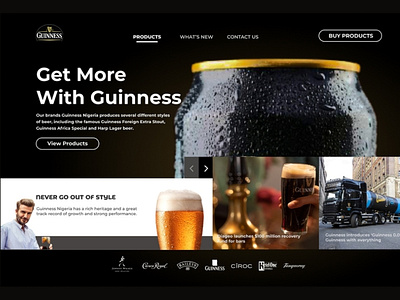 Web design for Guinness drink