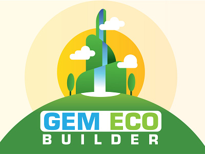 GEM ECO BUILDER company design flat illustration logo vector