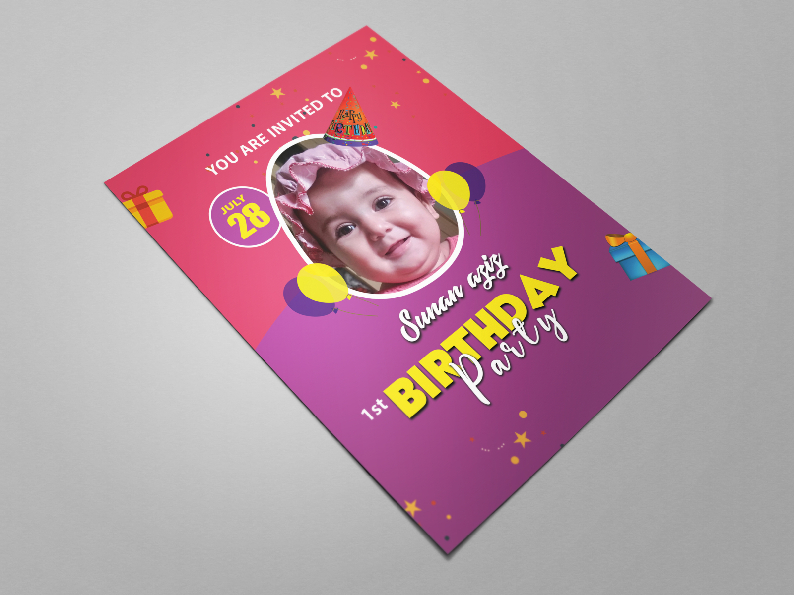 Birthday Invitation Card Design For Baby Girl