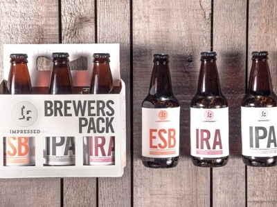 Impressed Brewing Company beer branding labels letterpress packaging type