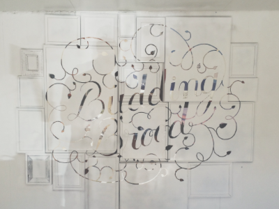 Picture Frame Mural in My Studio mural script typography