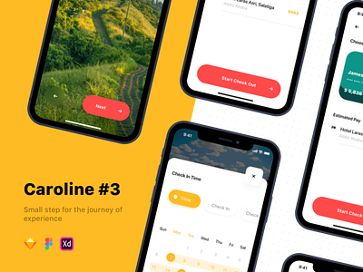 Caroline - Travel UI Kit adobe xd figma kit sketch travel ui ux