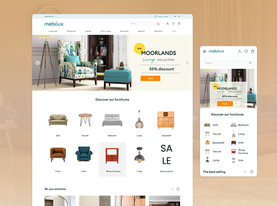 Mebilux E-commerce Website clean design e commerce flat mobile ui design uiux design website