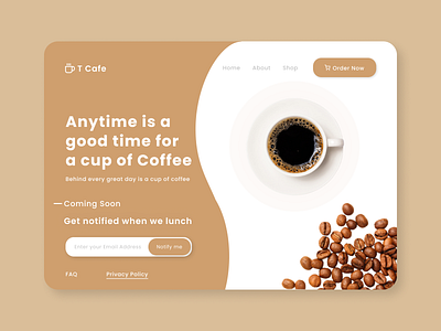 A Coffee shop Coming Soon Landing Page - Desktop