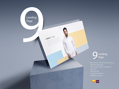 Landing Page UI kit fully compatible design download free kit sketch ui ux xd design