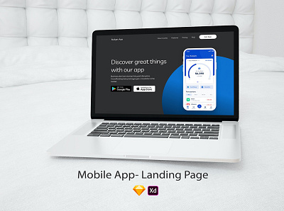 Mobile App - Landing Page app application business design flat icon interface kit landing layout menu mobile page symbol technology template ui vector web website