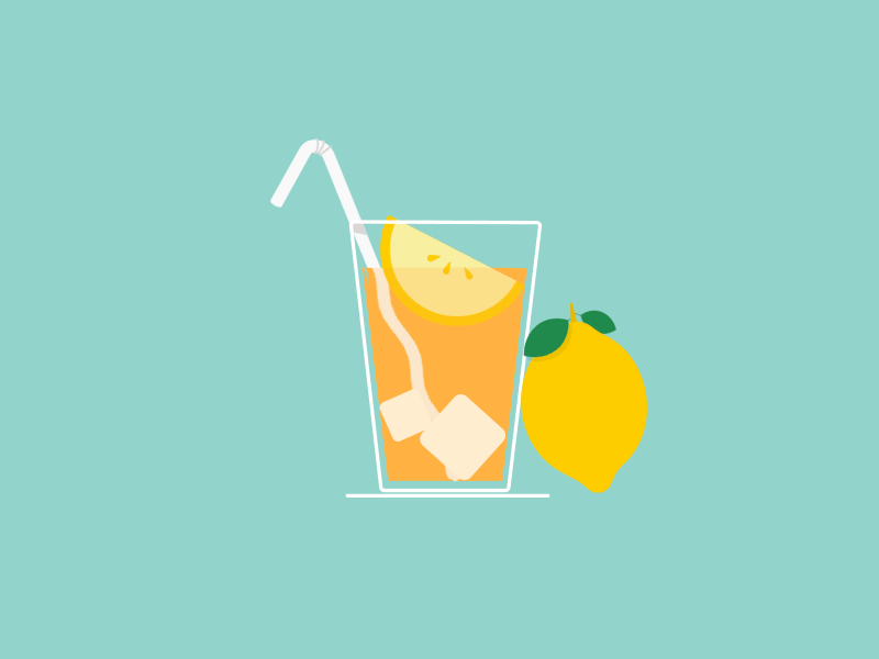 Lemonade 2d after effects animation flat fruit gif icon illustration illustrator keyframes motion desing shapes