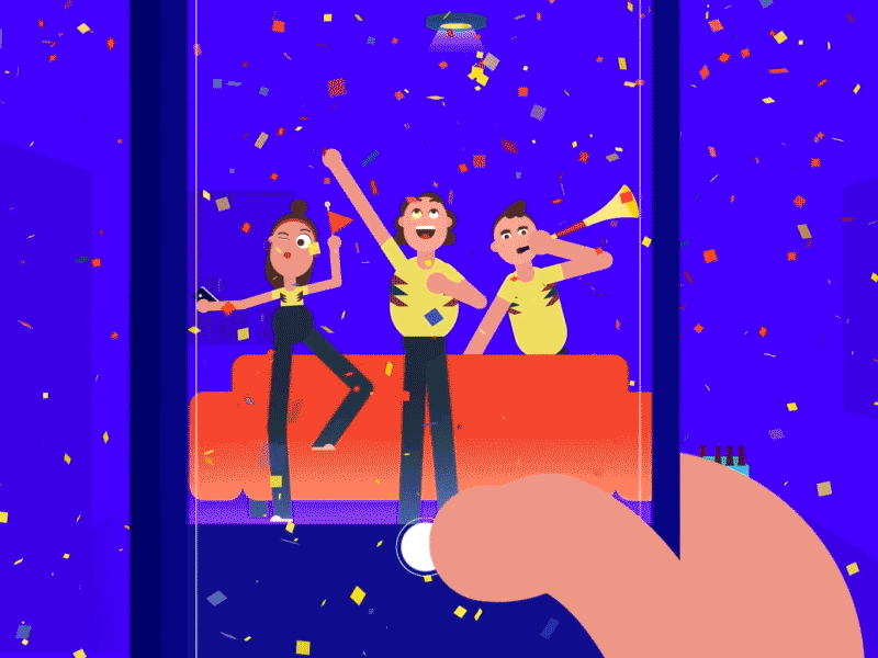 Football celebration with friend 2019 2d 2d animation after effects animation celebration character character animation character desing colombia football friends gif illustration illustrator motion motion desing motion graphics phone team