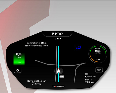 Speed Console with Navigation app design features gps illustration minimal navigation speedconsole speedometer ui uidesign ux uxdesign