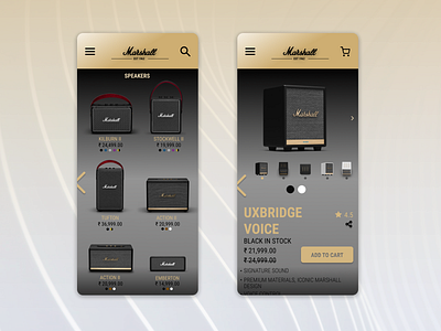 Mockup screens for Marshall audio