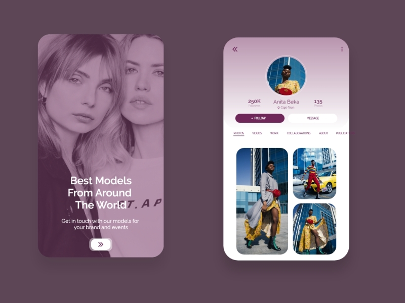 Model Booking App Ui by Surabhi Kishor on Dribbble