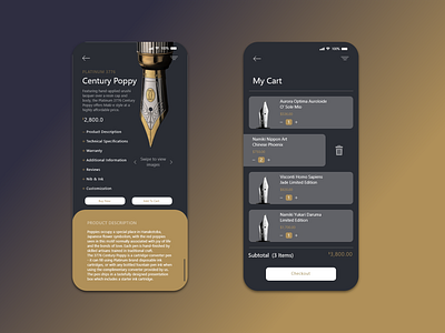 Pen shop concept: App ui design