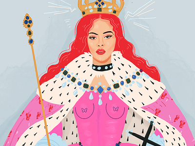 The Queen art cartoon character design concept art drawing fashion flat vector illustration vector women