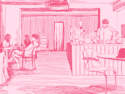 The Cafe art drawing illustration
