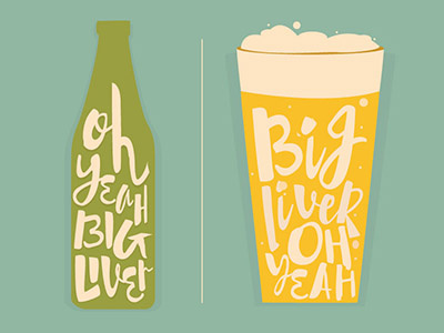 BIG LIVER beer craft beer illustration ipa poster print summer teal typography