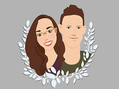 Couple in love concept art couple flat vector flowers glasses grey leaves love man valentines day vector women