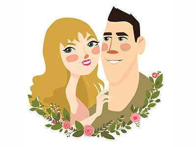 Cute Couple blonde concept art couple flat vector flowers love man rose valentines day vector wedding women