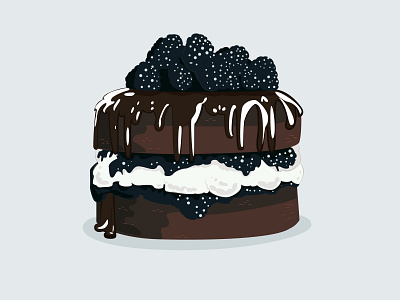 Blackberry Cake art berry cafe cake cartoon chocolate chocolate cake concept art design drawing flat vector food and drink food art illustration minimal texture vector