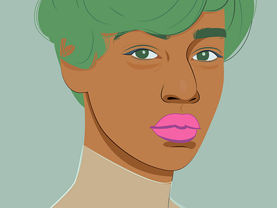 Green hair, Pink Lips