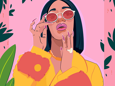 Cardi B art boss women cardi b cartoon character character design concept concept art design drawing fashion flat vector flower flowers girl illustration poster rapper vector women