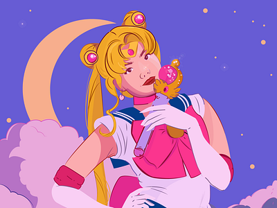 Sailor Moon 90s art cartoon character character design concept art design drawing fashion flat vector girl illustration moon night sailor sailor moon sailormoon vector women