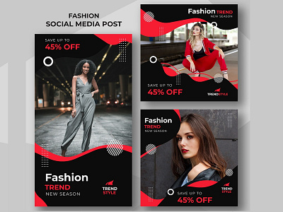 Fashion Social Media Banner black fashion fashion boutique fashion template luxury fashion red social media template