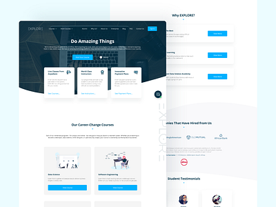 Explore Admission Platform - Machine Learning Website agency wolfe data science design dribbble e learning explore graphicdesign illustration landing page landing page design landing page ui machine learning online course ui ux web design web design and development wolfe