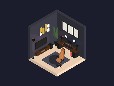 YB Graphic Designer - Isometric Office bedroom design flat flat illustration illustration isometric isometric design isometric illustration office studio vector