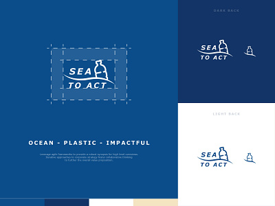 Sea to Act - Logotype beach bottle branding clean design ecology icon logo plastic pollution recycle sand sea vector water