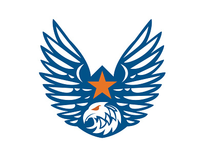 Eagle + Wings america animal bird blue eagle flight logo mascot orange texas wings wingspan