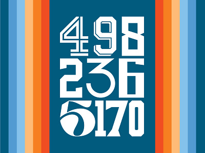 Number Set baby blue branding carolina blue design gradient grid logo navy numbers orange promotional serif stripes typography