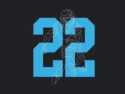 Panther #22 blue carolina design football illustration nfl numbers panthers typography