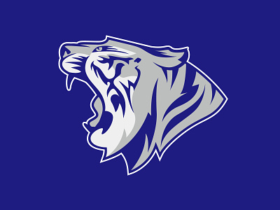 Tiger Head blue branding decal design football logo mascot sports stripes tiger tiger head