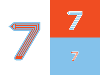 Refinement of #7 personal ID 7 blue brand branding design identity illustration inline logo numbers orange pencil personal seven type typography