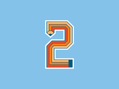 Pencil #2 2 blue branding color design illustration logo numbers orange pencil two typography
