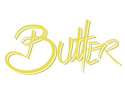 Butter Typography butter gold hand shadow typography